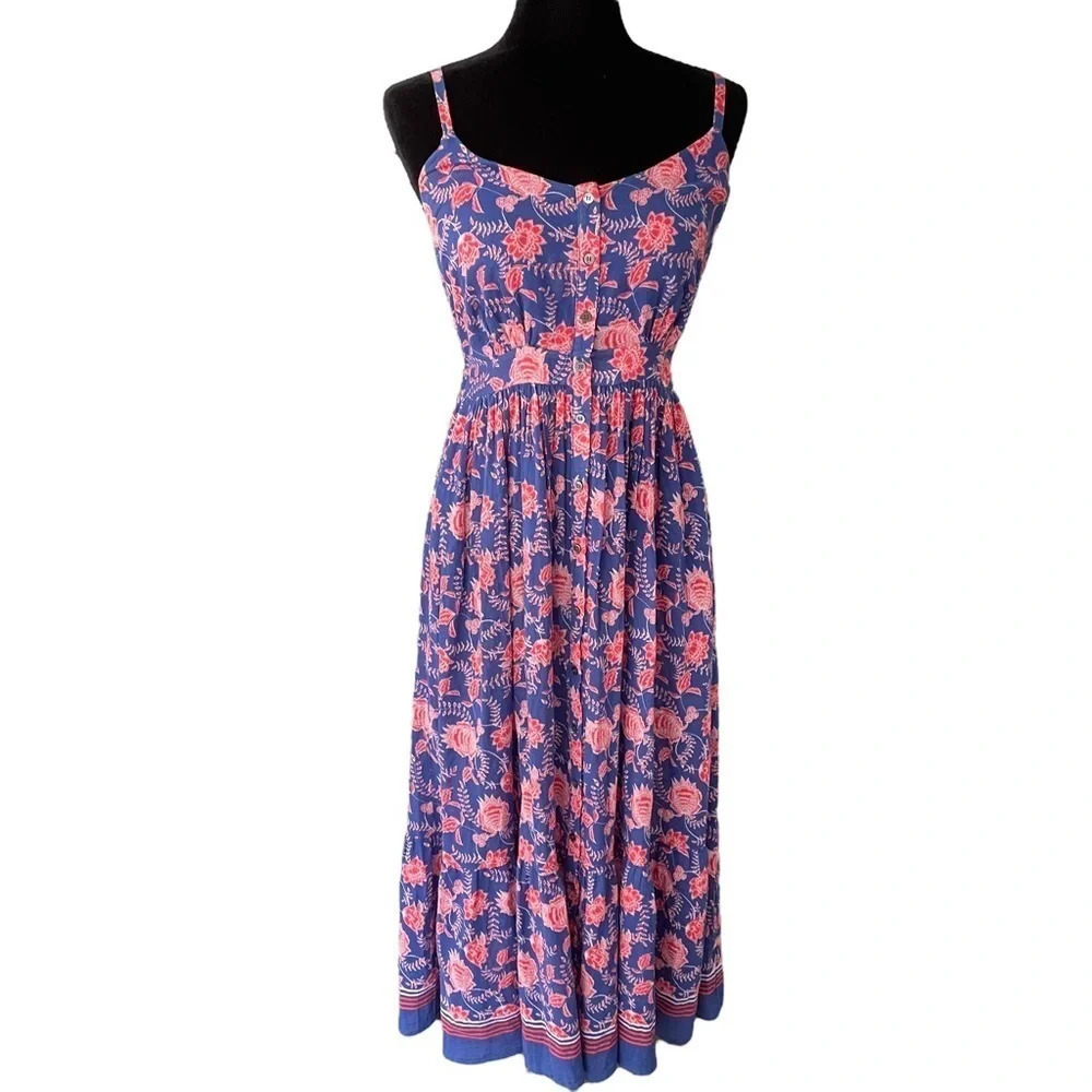 XIRENA Bardot in Bleu Fleur Cotton Dress XS